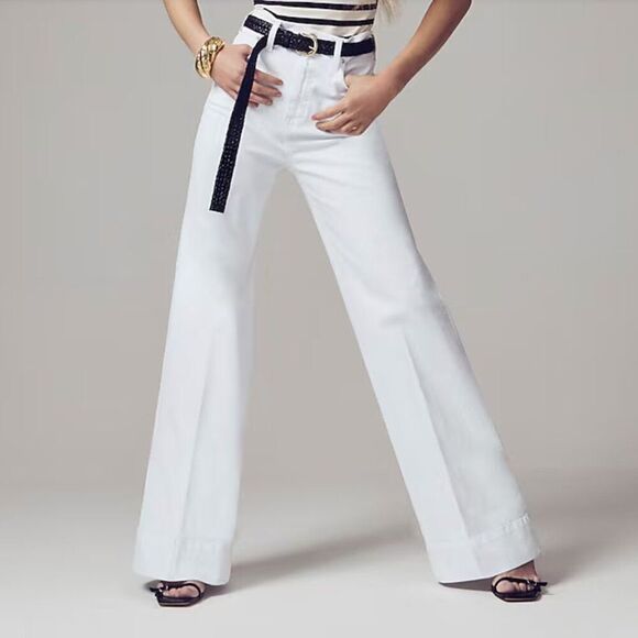 J. Crew BM338 Wide-leg denim trouser in white size 32 NWT - Picture 1 of 13